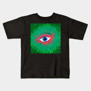 Mysterious eye peeking through a vegetation Kids T-Shirt